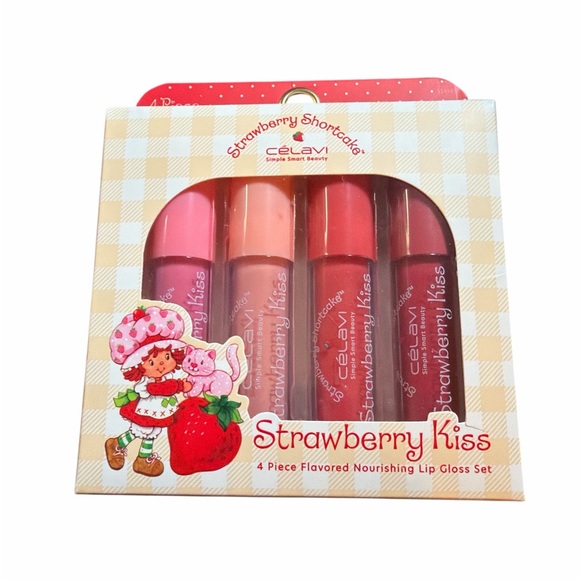 Strawberry Shortcake Other - CeLavi Strawberry Kiss Lip Gloss Set - Pink, Peach, Red